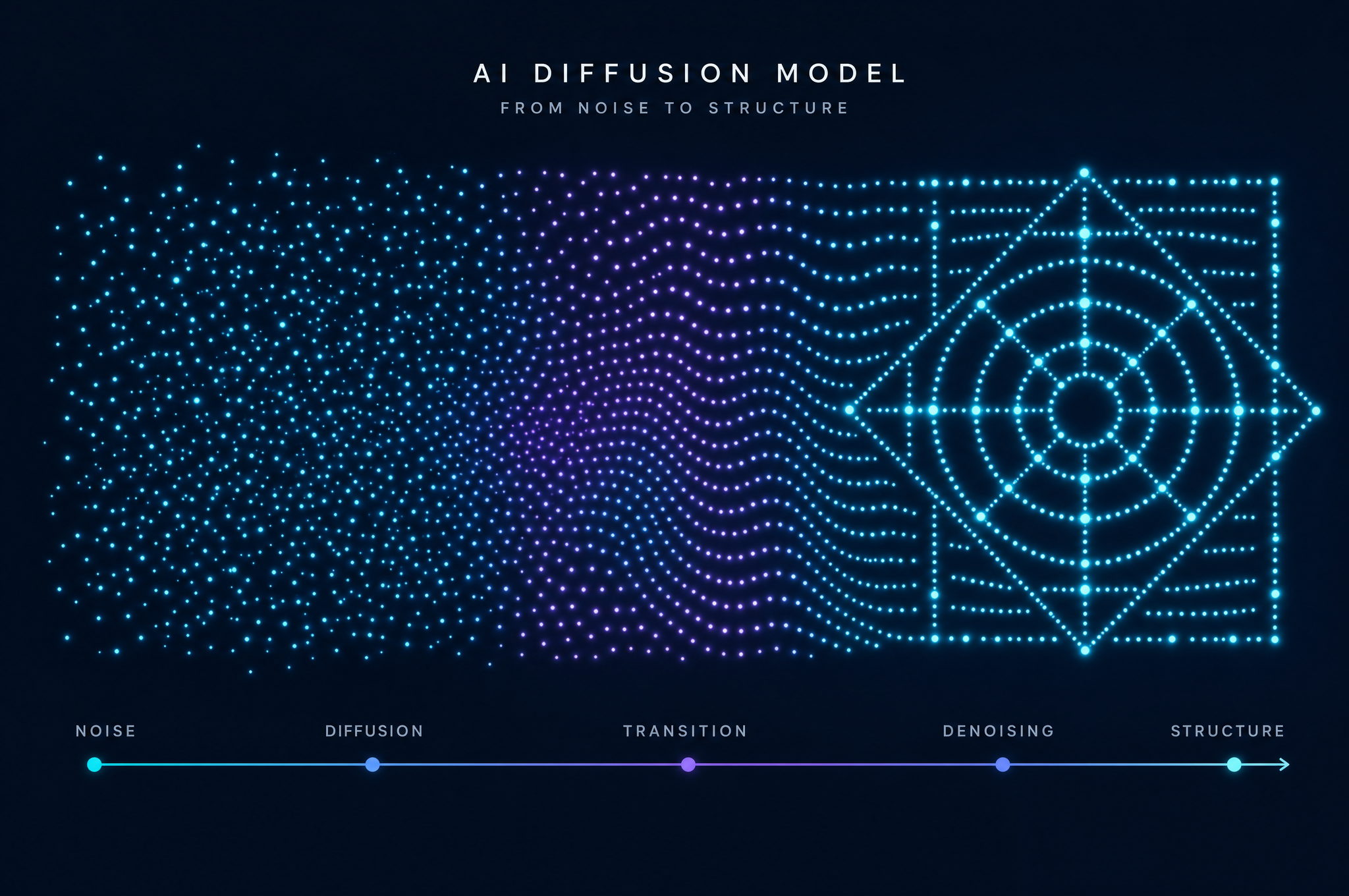 Visualization of AI diffusion model denoising process