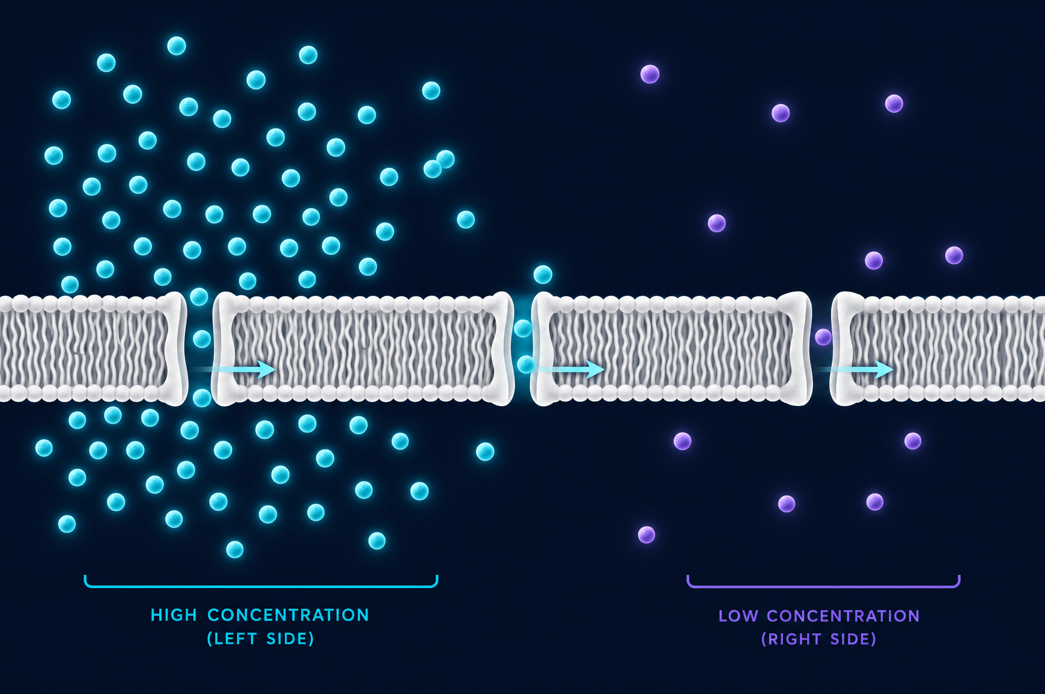 Visualization of particles diffusing through a membrane
