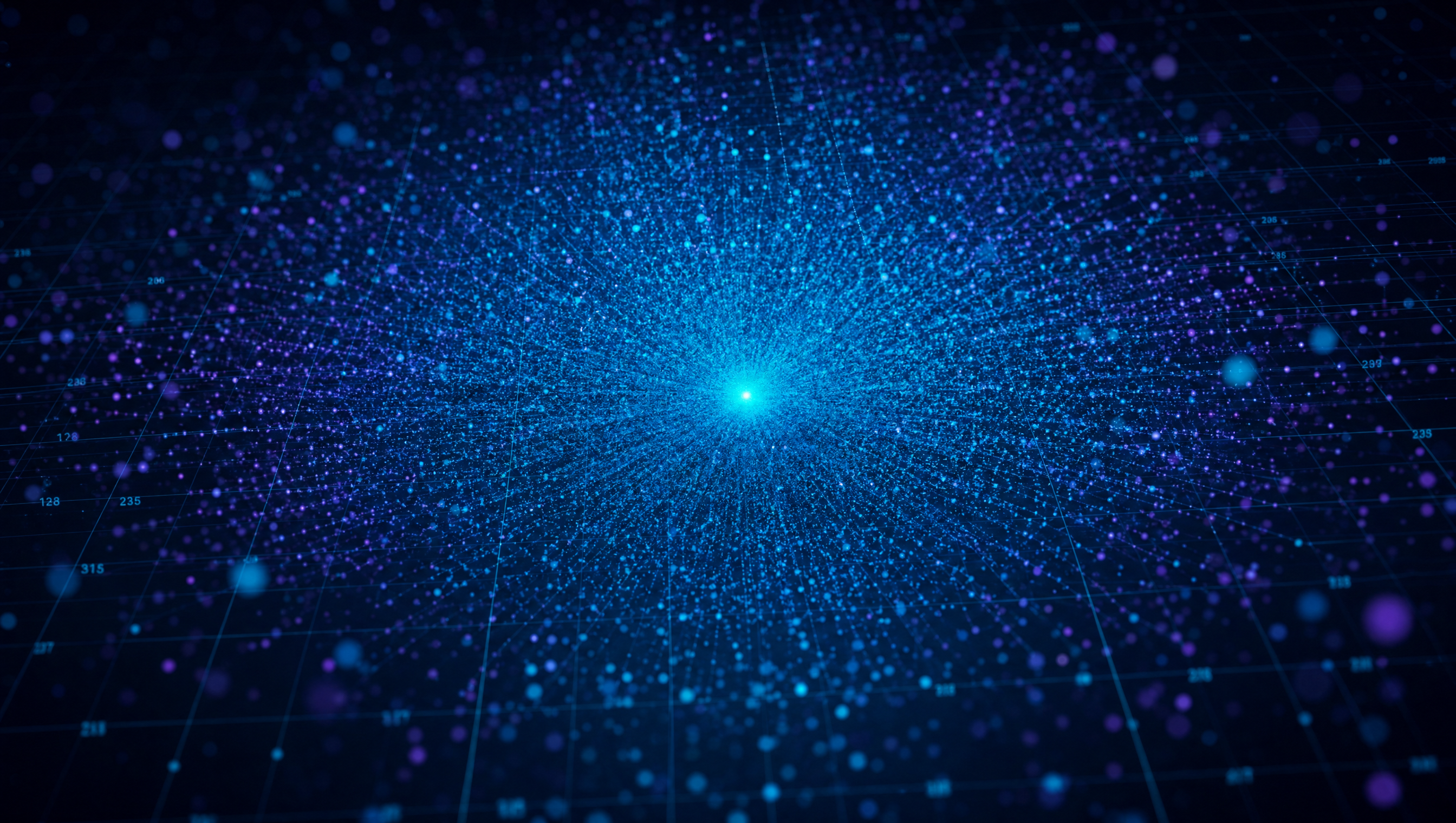 Abstract visualization of particles diffusing from a central point